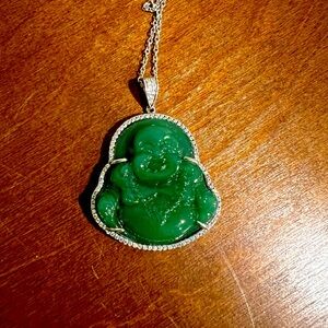 925 Sterling silver jade  3D Buddha necklace